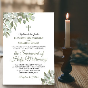 Invitation Élégant Eucalyptus Feuille Mariage catholique mode