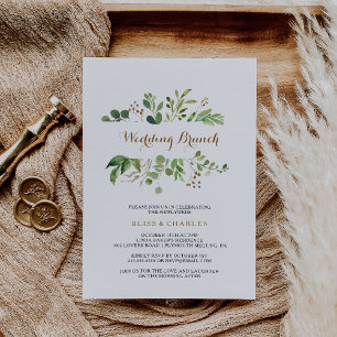 Invitation Elégant Eucalyptus Feuilles de verdure Mariage Bru