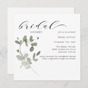 Invitation Elégant Eucalyptus Floral Douche nuptiale Invitati