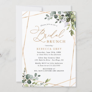 Invitation Elégant Eucalyptus Gold Greenery Brunch nuptial
