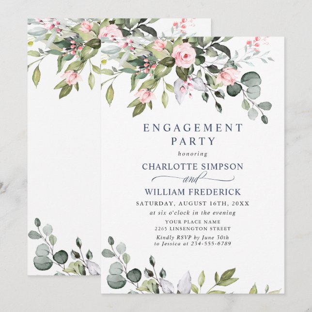 Invitation Elegant Eucalyptus Greenery (Devant / Derrière)