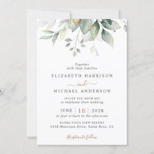 Invitation Elégant Eucalyptus Greenery QR Code Mariage