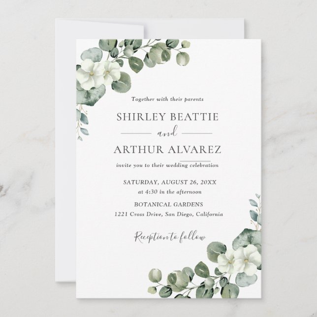 Invitation Elegant Eucalyptus Greenery Wedding  (Devant)