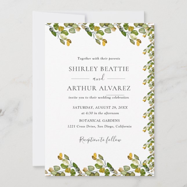 Invitation Elegant Eucalyptus Greenery Wedding (Devant)
