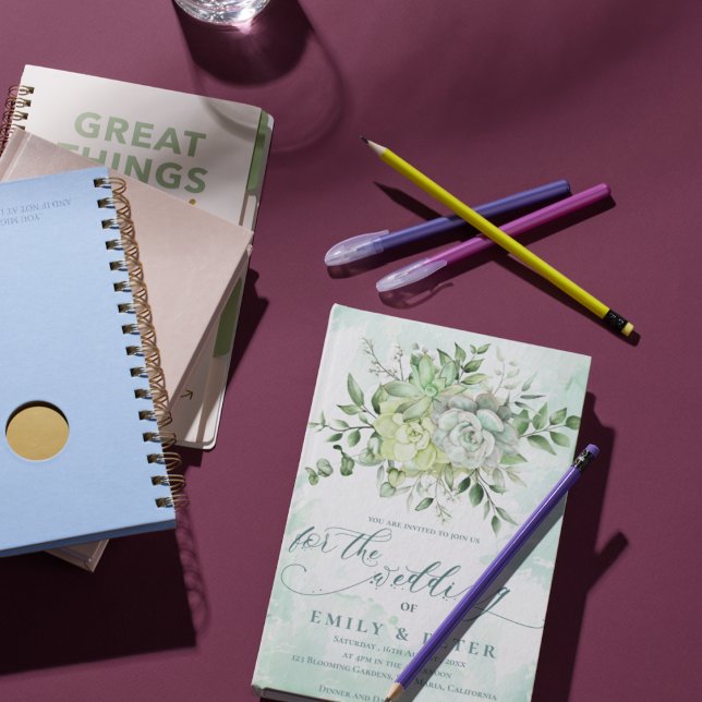 Invitation Elégant Eucalyptus Joli Mariage floral vert (Elegant Eucalyptus Pretty Green Floral Wedding Invitation)