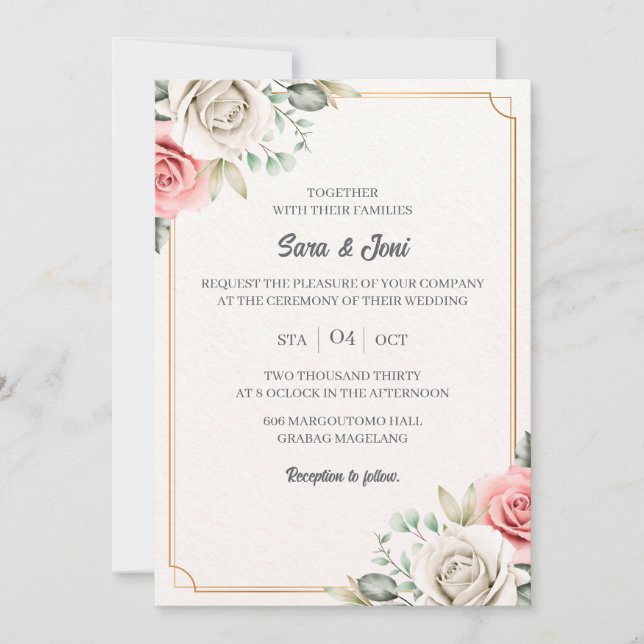 Invitation Elégant Eucalyptus Mariage simple (Devant)