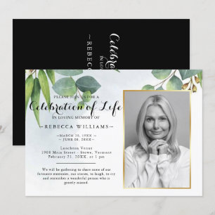 Invitation Elégant Eucalyptus Photo Célébration de la vie