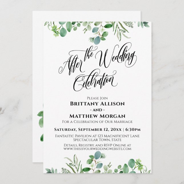 Invitation Élégant Eucalyptus pour la célébration de mariage  (Devant / Derrière)