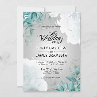 Invitation Elégant Eucalyptus Verdure Mariage aquarelle