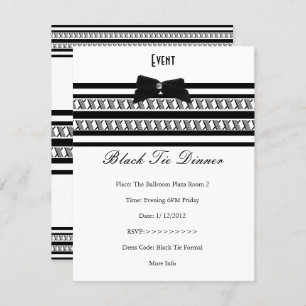Invitation Élégant Événement Formel Cravate Noire Dîner Blanc