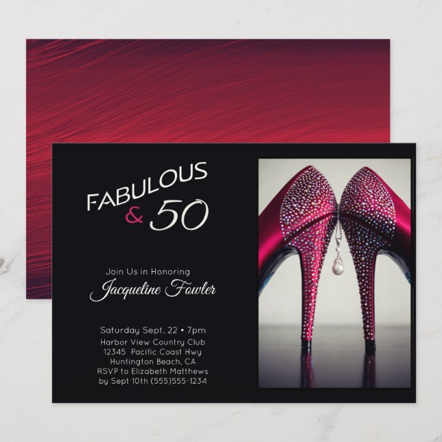 Invitation Élégant Fabuleux 50 talons hauts Éclairage rouge G (Devant / Derrière)