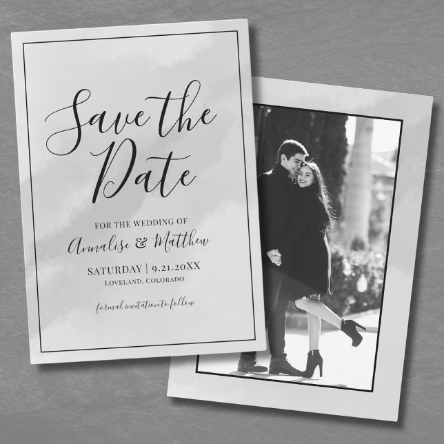Invitation Élégant faire part de mariage photo avec date de s (Elegant Script Save the Date Wedding Announcement)