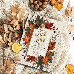 Invitation Elegant Fall in Love Golden Automne Mariage<br><div class="desc">Découvrez la magie de l'automne avec notre Faire-part de mariage "Fall in Love". Parfait pour un mariage de automne, cette élégante invitation présente un design époustouflant dans les teintes dorées, avec des détails d'aquarelle complexe de feuilles d'automne, feuillage, glands et citrouilles. Le riche jeu de couleurs d'automne renforce le charme...</div>
