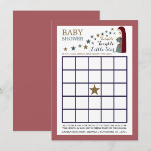 Invitation Élégant Falling Stars, Bingo Baby shower de fille
