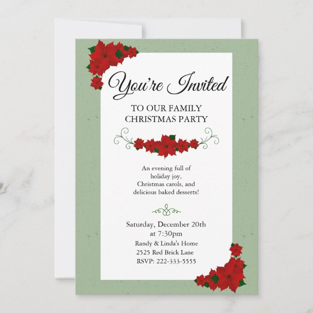 Invitation Elegant Family Christmas Party  (Devant)