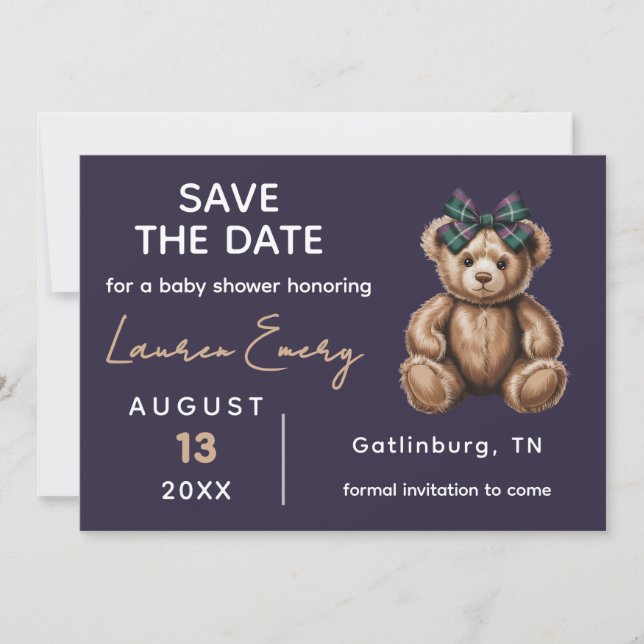Invitation Élégant Fantaisie Ours Save The Date Chic (Devant)