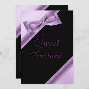Invitation Élégant Faux Bow & Ribbon Sweet 16 Anniversaire