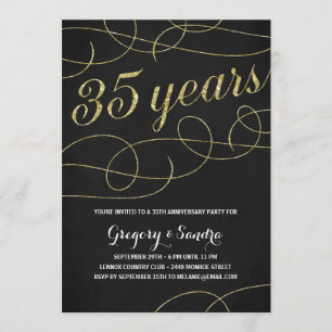 Invitation Élégant   Faux Gold Foil 35e anniversaire