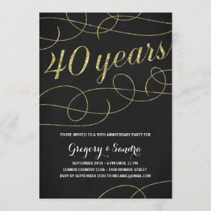 Invitation Élégant Faux Gold Foil 40e anniversaire