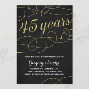 Invitation Élégant   Faux Gold Foil 45e anniversaire
