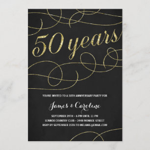 Invitation Élégant   Faux Gold Foil 50e anniversaire