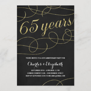 Invitation Élégant   Faux Gold Foil 65e anniversaire