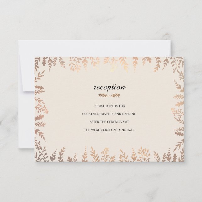 Invitation Élégant Faux Gold Foliage Insertion (Devant)