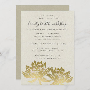 INVITATION ÉLÉGANT FAUX GOLD LOTUS KRAFT ATELIER