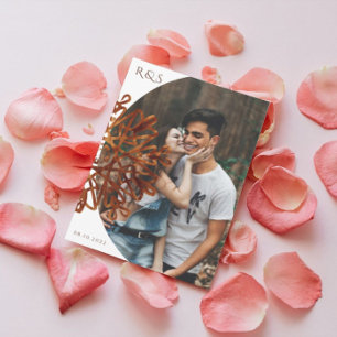 Invitation Elegant Faux Gold ornamental photo wedding