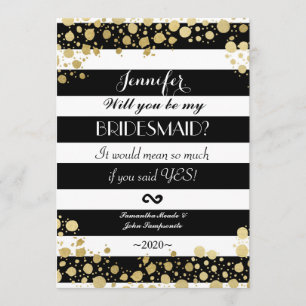 Invitation Elégant Faux Gold Splatz et Stripes