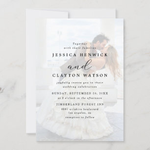 Invitation Elégant Faux Vellum Effet Overlay Photo Mariage I