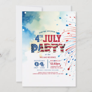 Invitation Élégant feu d'artifice du Parti I du 4 juillet
