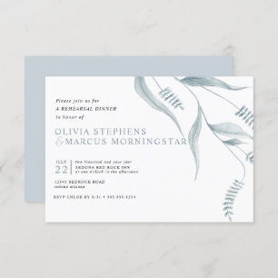 Invitation Élégant feuillage bleu poussiéreux moderne