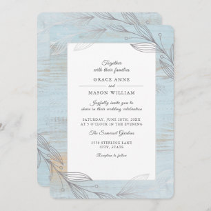 Invitation Élégant Feuille Botanique Argent Rustique Mariage