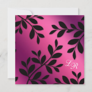 Invitation Élégant Feuille de mariage rose violet noir