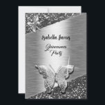 Invitation élégant feuille de parties scintillant scintillant<br><div class="desc">Célébrez votre 15e anniversaire avec cette invitation branchée de Quinceañera. Le design présente d'élégants papillons en feuille de parties scintillant qui scintillent et brillent sur un arrière - plan chic en feuille d'argent. Cette invitation est parfaite pour un thème élégant et sophistiqué. Vous pouvez le customiser avec vos informations et...</div>