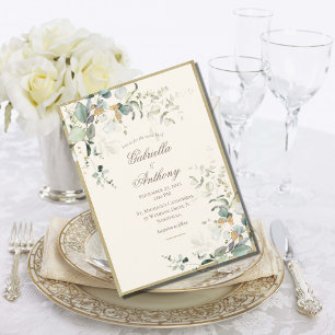 Invitation Élégant Feuille rustique Mariage or verdure