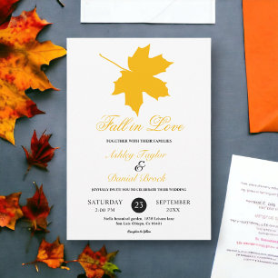 Invitation Élégant Feuilles d'automne Jaune Mariage Floral ru
