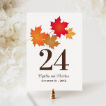 Invitation Élégant Feuilles d'automne Mariage de automne Numé<br><div class="desc">Numéro de table / carte de nom du mariage individuel sur le thème de la chute - personnaliser et commander chaque carte dont vous avez besoin! Notre papeterie mariage "Feuilles d'automne" présente des feuilles d'érable aux couleurs d'automne vibrantes - jaune,  orange,  cuivre,  brun et rouge.</div>