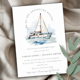 Invitation Elégant Fiançailles de navigation de plaisance Dus