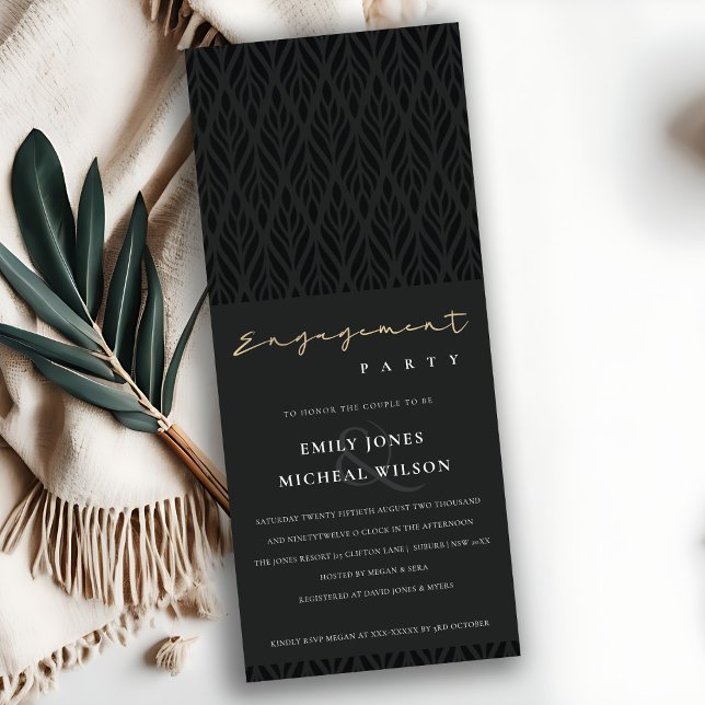 INVITATION ÉLÉGANT FIANÇAILLES DE POLICE D'OR NOIR ART DÉCO M (Créateur téléchargé)