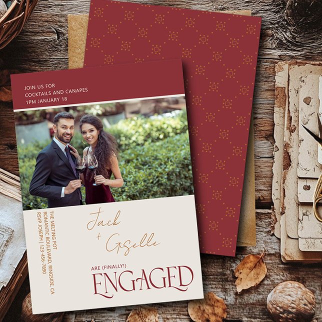 Invitation Élégant Fiançailles de Tricolor Photo Party (Engagement Photo Invitation from the Engagement Party Invitations collection by Darling & May)