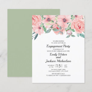 Invitation Élégant Fiançailles floral rose rose rose rose