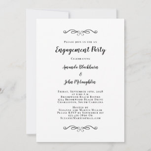 Invitation Élégant Fiançailles Groupe de Mariage Chic Noir Bl