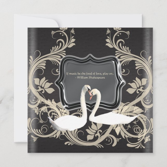 Invitation Élégant fiançailles vintage noir blanc (Devant)