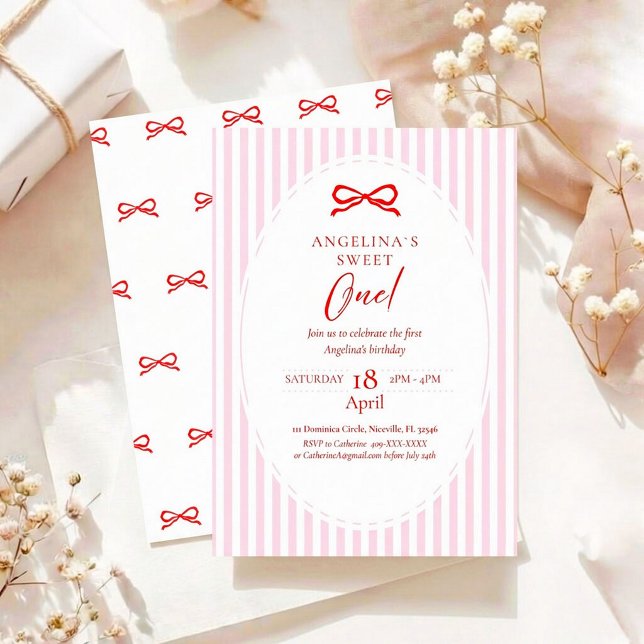 Invitation Elegant First Birthday Invitation. (Créateur téléchargé)