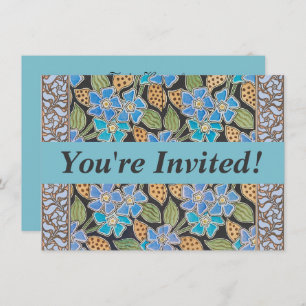 Invitation Élégant Fleur Bleu Périwinkle Floral Classic