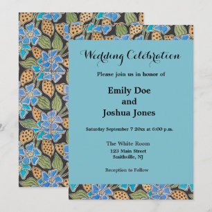 Invitation Élégant Fleur Bleu Périwinkle Floral Classic