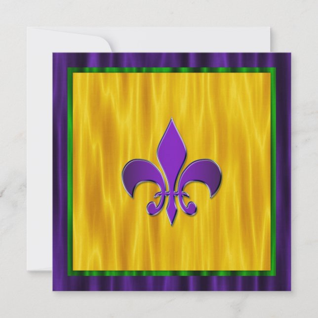 Invitation Élégant Fleur De Lis Mardi Gras Mariage (Devant)