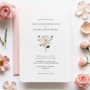 Invitation Élégant Fleur sauvage arrondi angle style Mariage